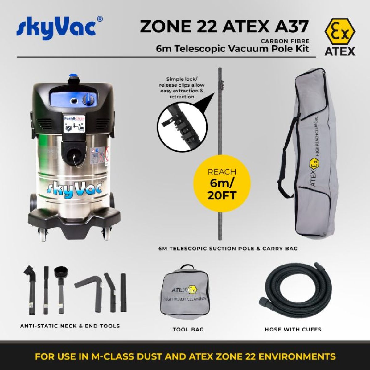 Item skyVac Atex A37 kit 12m Section d'aspiration avec sécurité