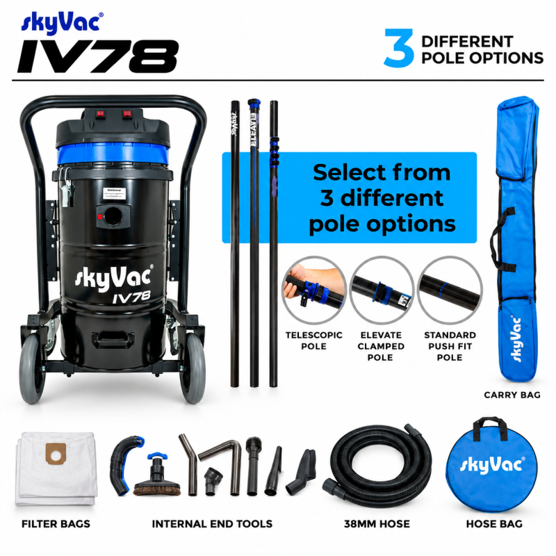 Item skyVac® IV78 Aspirateur industriel pour nettoyage intérieur en hauteur jusqu’à 12 mètres